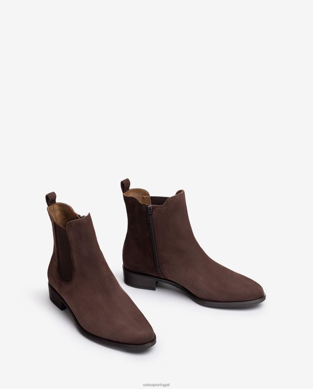 Unisa bota chelsea com zíper mulheres 6V2Z6878 marrom