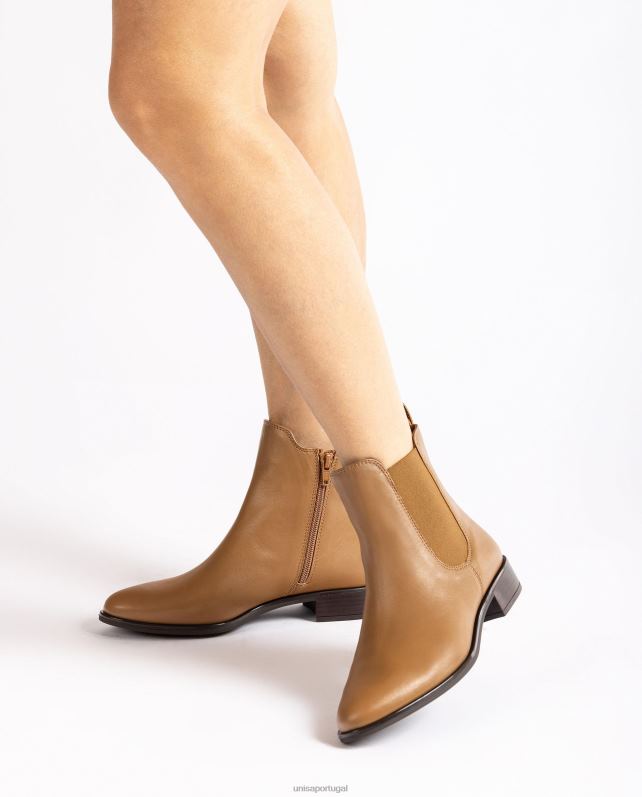 Unisa bota chelsea com zíper mulheres 6V2Z6881 marrom