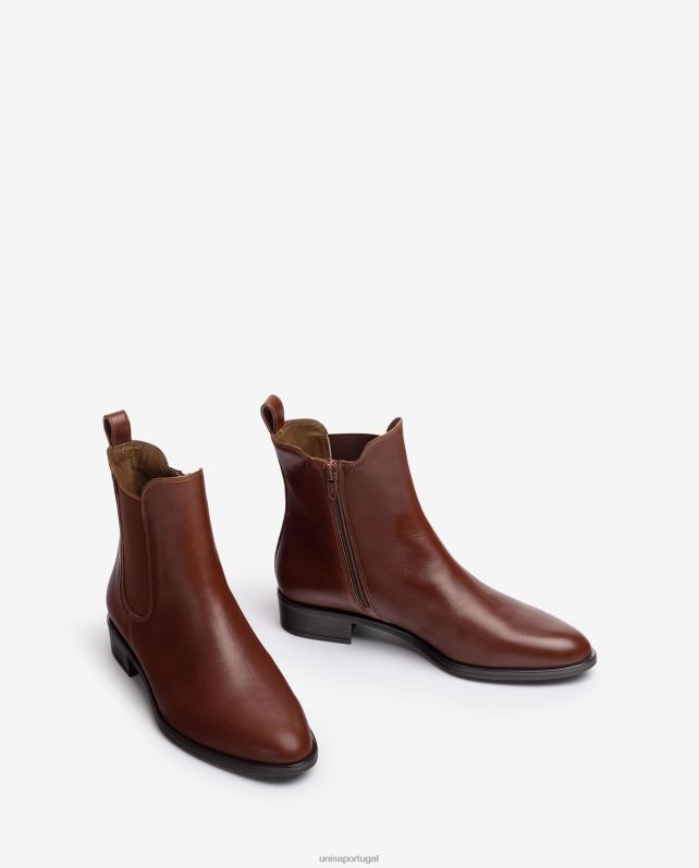 Unisa bota chelsea com zíper mulheres 6V2Z6882 marrom