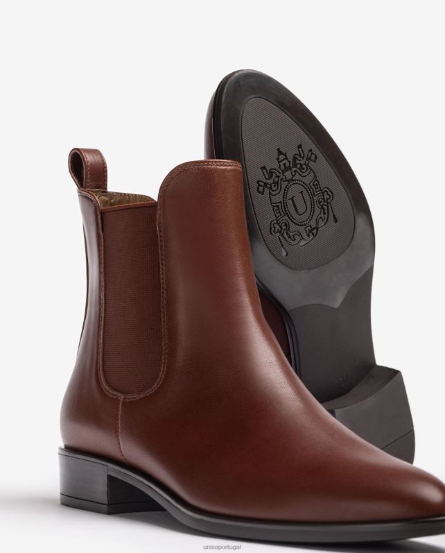 Unisa bota chelsea com zíper mulheres 6V2Z6882 marrom