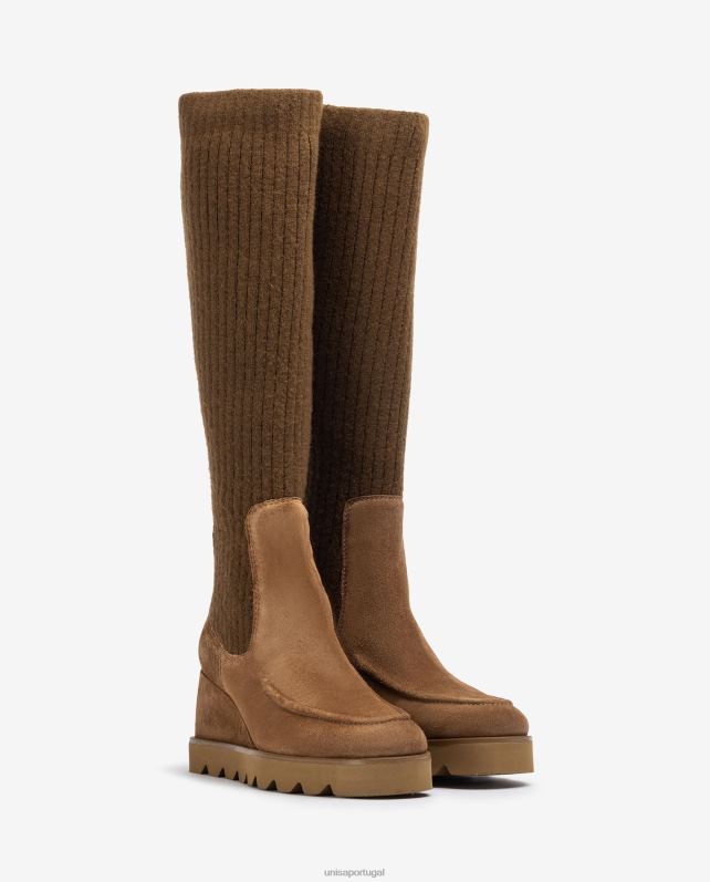 Unisa bota com meia de tecido canelado mulheres 6V2Z61073 gracioso