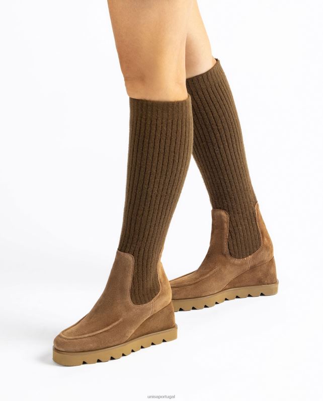 Unisa bota com meia de tecido canelado mulheres 6V2Z61073 gracioso