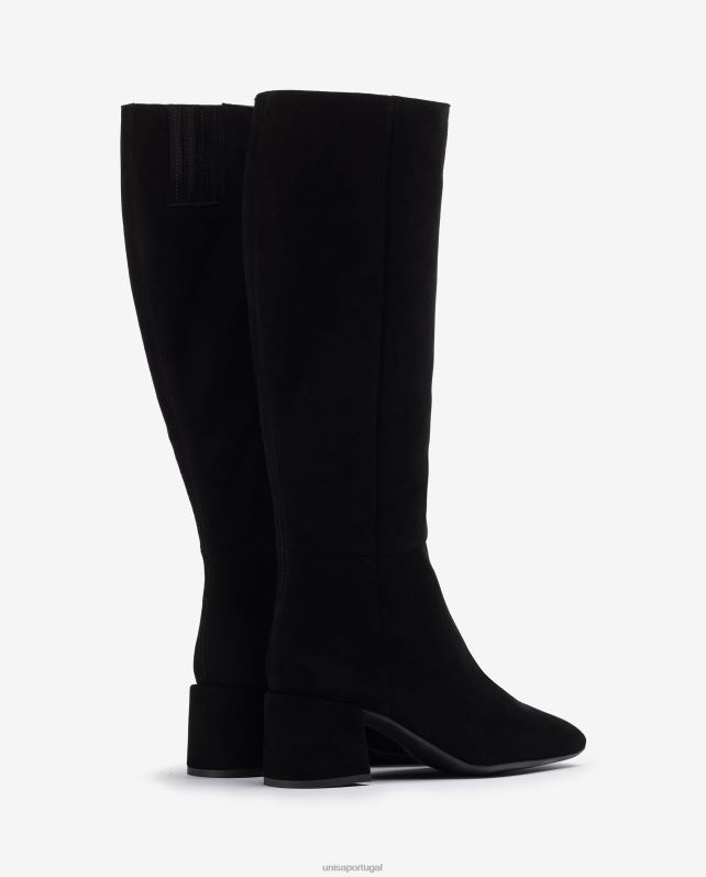 Unisa bota com salto largo mulheres 6V2Z61038 preto