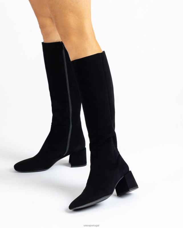 Unisa bota com salto largo mulheres 6V2Z61038 preto