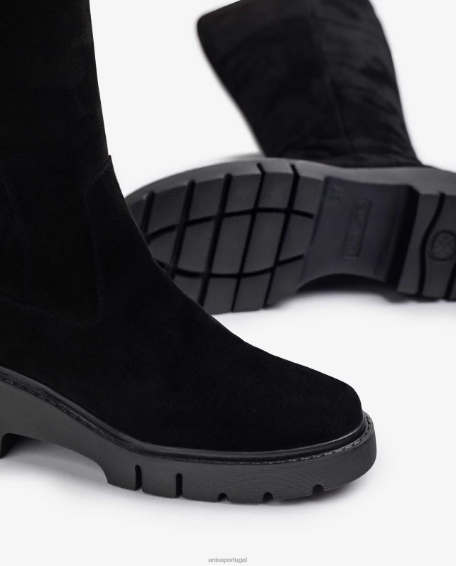 Unisa bota com zíper interno mulheres 6V2Z61062 preto