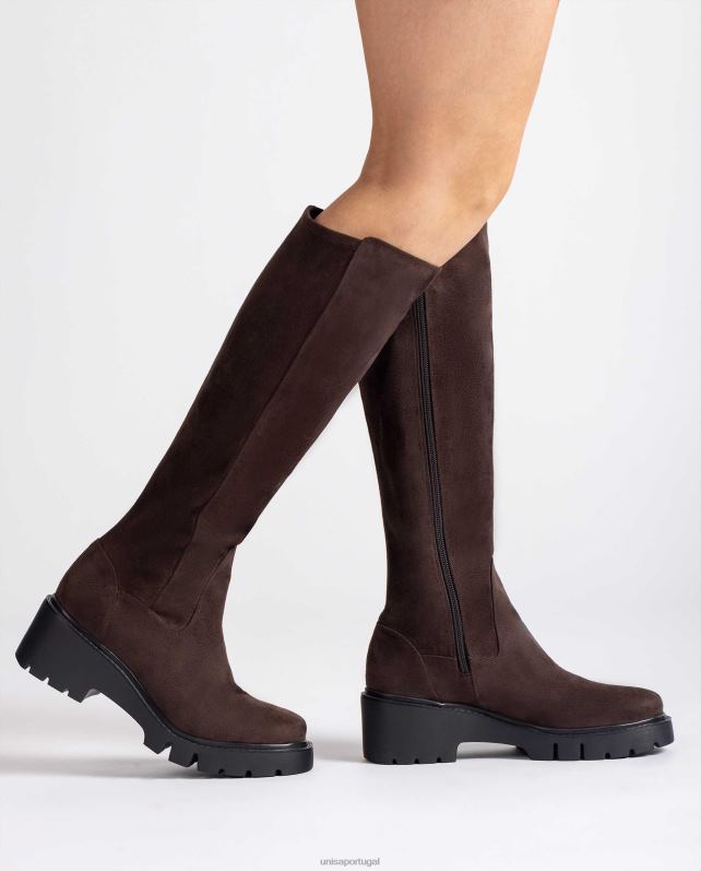 Unisa bota com zíper interno mulheres 6V2Z61063 marrom