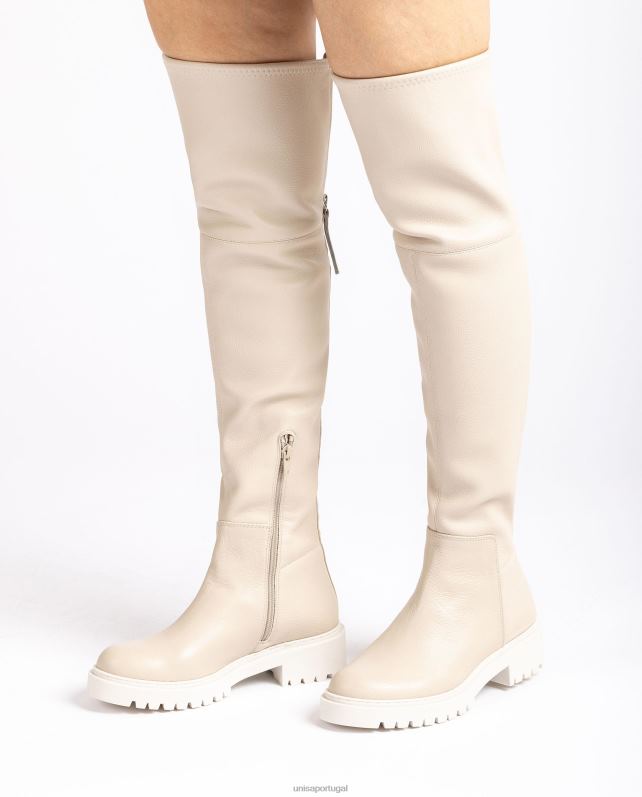 Unisa bota coxa com solado de trilha mulheres 6V2Z61050 branco
