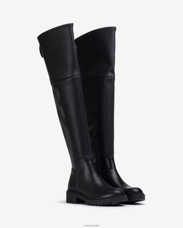 Unisa bota coxa com solado de trilha mulheres 6V2Z61052 preto