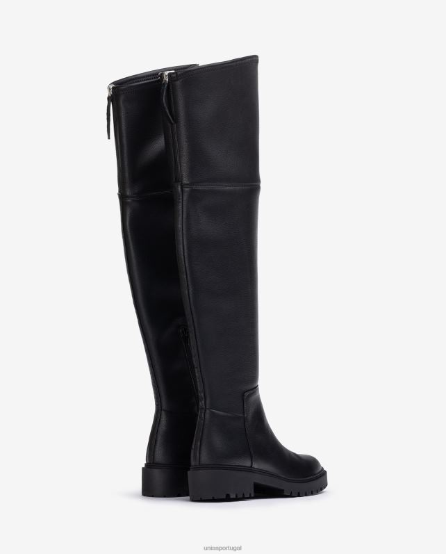 Unisa bota coxa com solado de trilha mulheres 6V2Z61052 preto