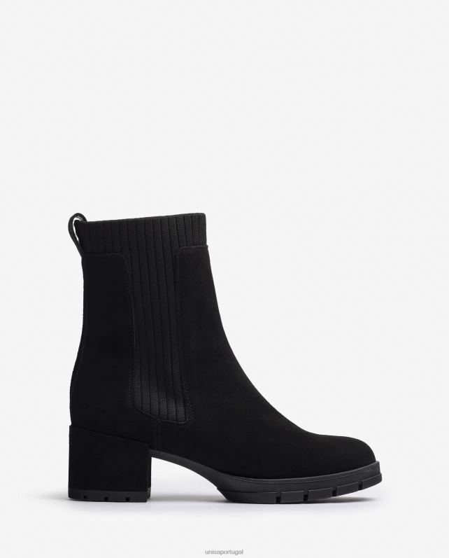 Unisa bota de camurça com meia canelada crianças 6V2Z6937 preto