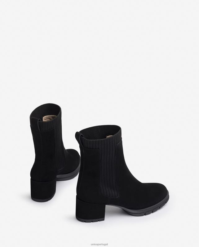 Unisa bota de camurça com meia canelada crianças 6V2Z6937 preto