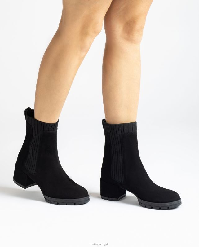 Unisa bota de camurça com meia canelada crianças 6V2Z6937 preto