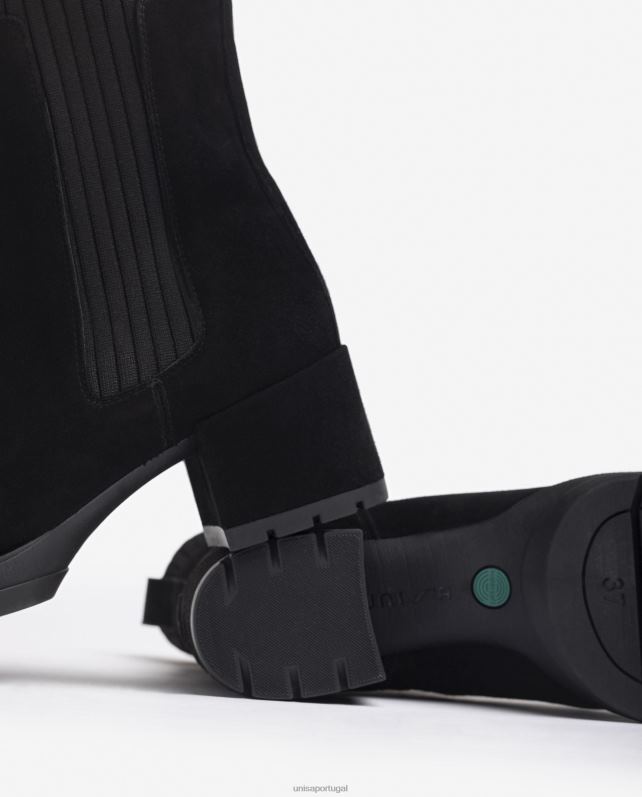 Unisa bota de camurça com meia canelada crianças 6V2Z6937 preto