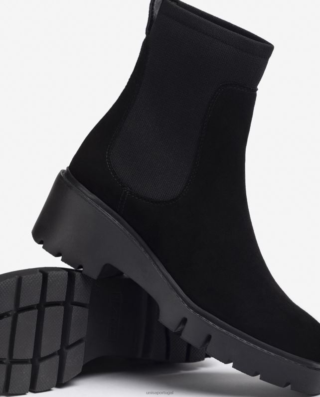 Unisa bota de camurça com tecido elástico mulheres 6V2Z6919 preto