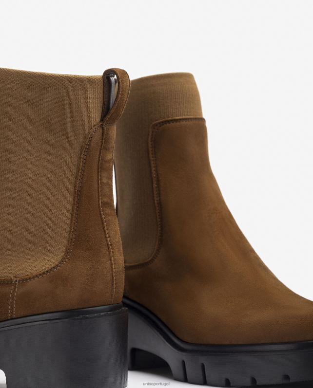 Unisa bota de camurça com tecido elástico mulheres 6V2Z6920 marrom