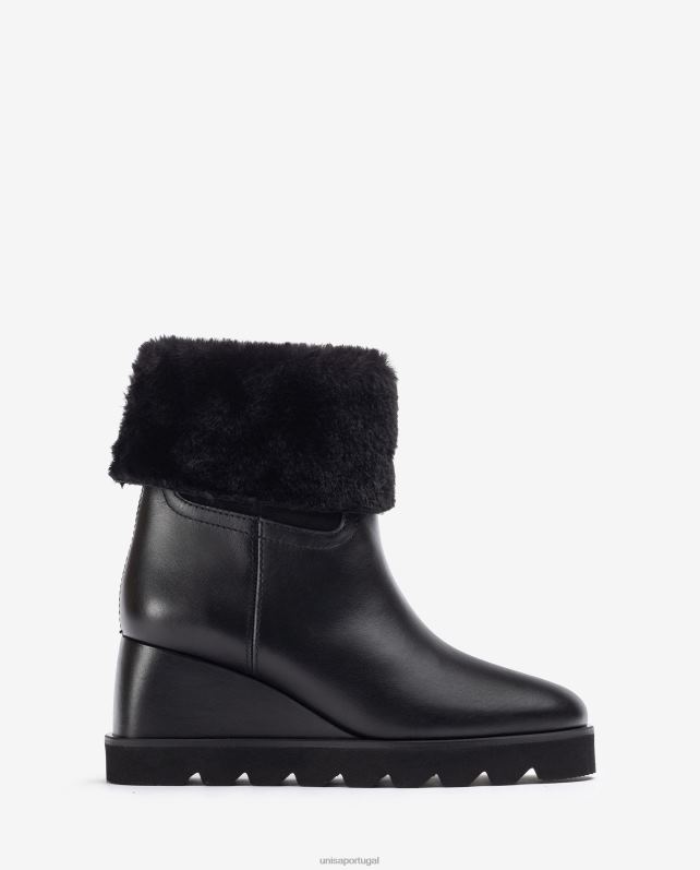 Unisa bota de cano alto com salto e forro quentinho mulheres 6V2Z6962 preto