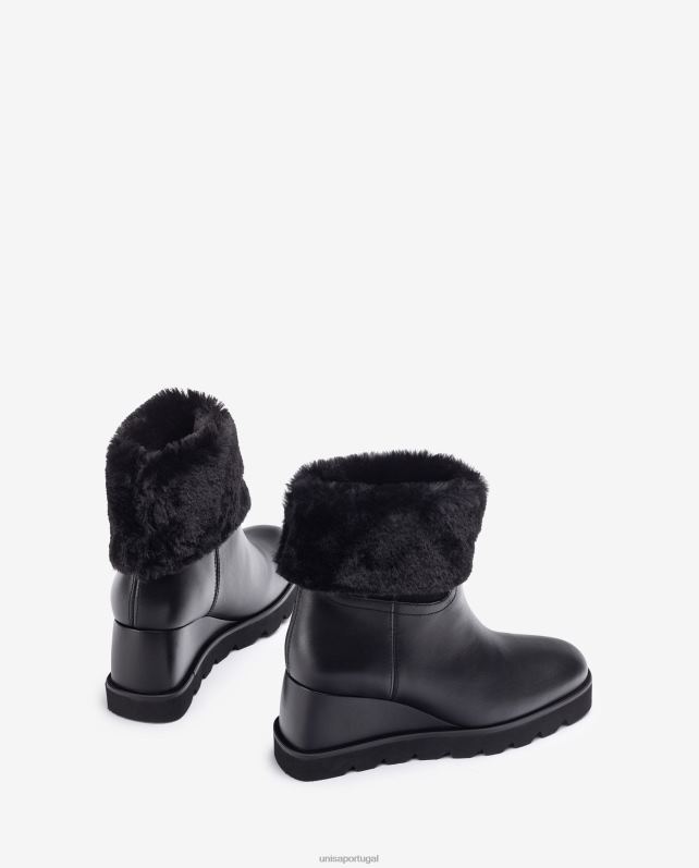 Unisa bota de cano alto com salto e forro quentinho mulheres 6V2Z6962 preto