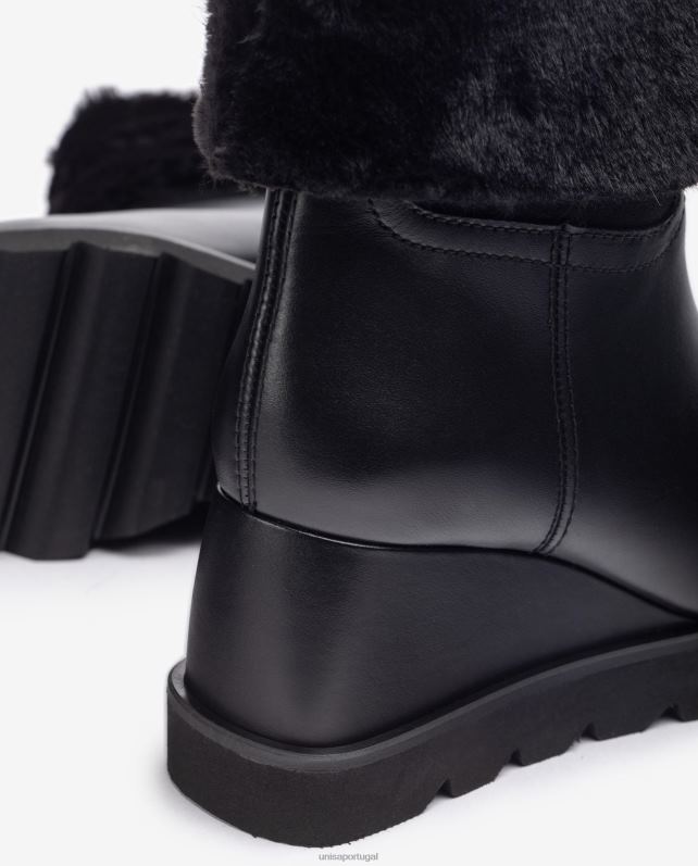 Unisa bota de cano alto com salto e forro quentinho mulheres 6V2Z6962 preto
