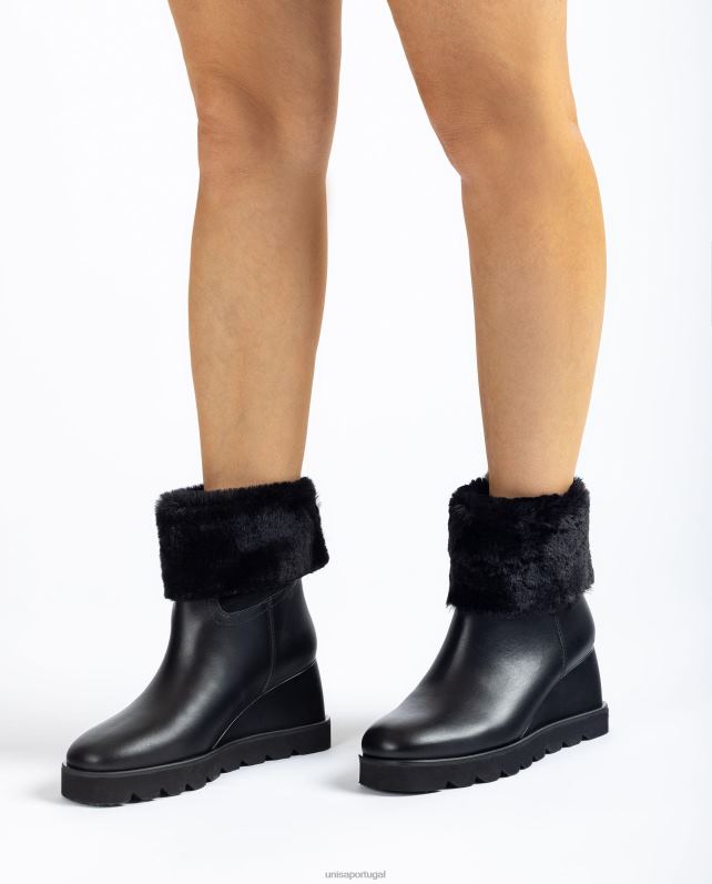 Unisa bota de cano alto com salto e forro quentinho mulheres 6V2Z6962 preto