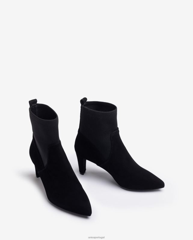 Unisa bota de cano alto com tecido elástico reciclado quarter top mulheres 6V2Z6955 preto