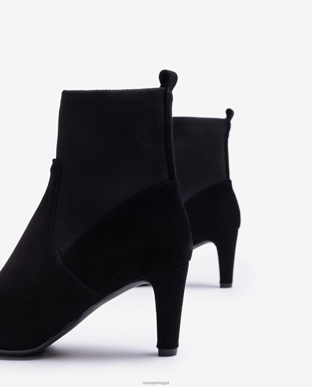 Unisa bota de cano alto com tecido elástico reciclado quarter top mulheres 6V2Z6955 preto