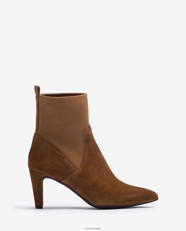 Unisa bota de cano alto com tecido elástico reciclado quarter top mulheres 6V2Z6956 marrom