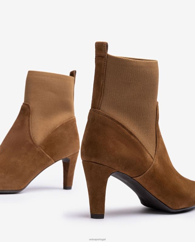 Unisa bota de cano alto com tecido elástico reciclado quarter top mulheres 6V2Z6956 marrom