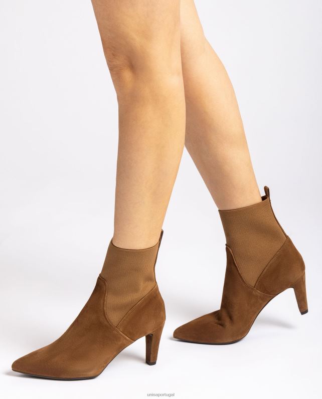 Unisa bota de cano alto com tecido elástico reciclado quarter top mulheres 6V2Z6956 marrom