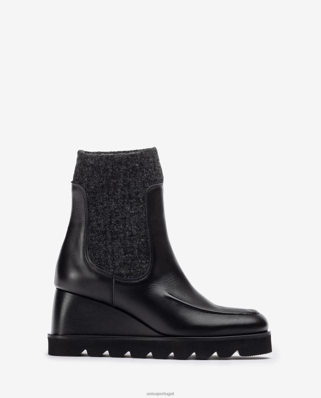 Unisa bota de cano curto com canoa de tecido canelado mulheres 6V2Z6979 moda