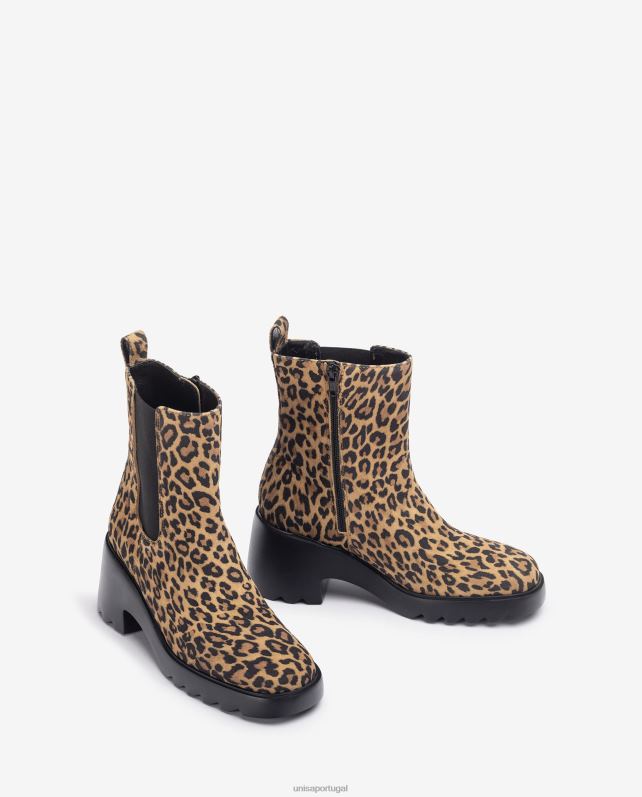 Unisa bota de cano curto com recortes laterais e zíper mulheres 6V2Z6985 gracioso