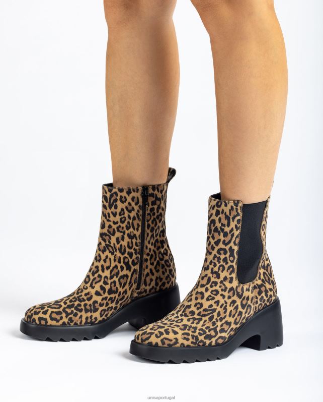 Unisa bota de cano curto com recortes laterais e zíper mulheres 6V2Z6985 gracioso