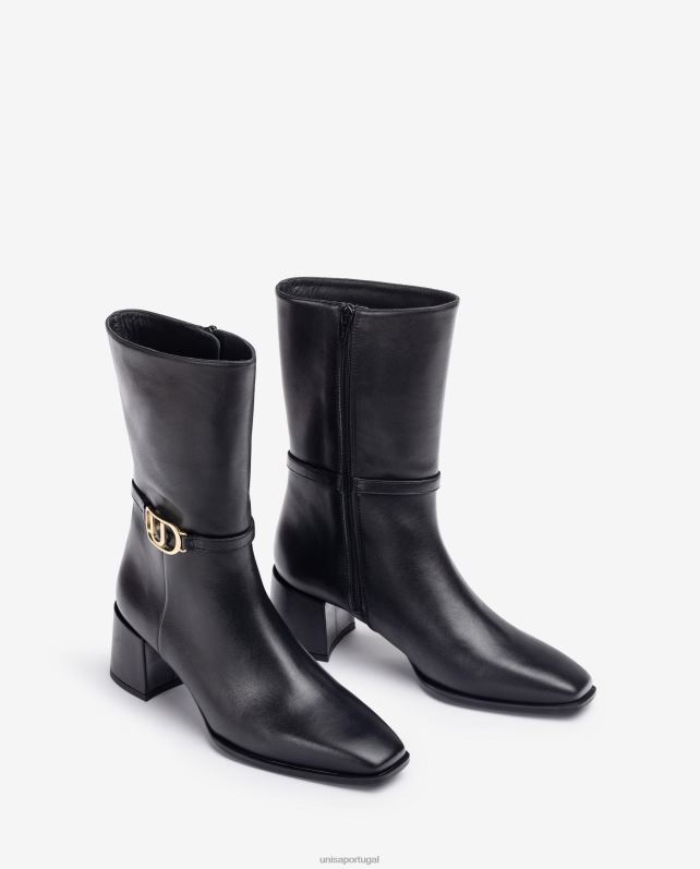 Unisa bota de couro bico quadrado mulheres 6V2Z6986 moda