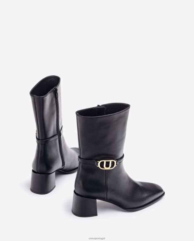 Unisa bota de couro bico quadrado mulheres 6V2Z6986 moda