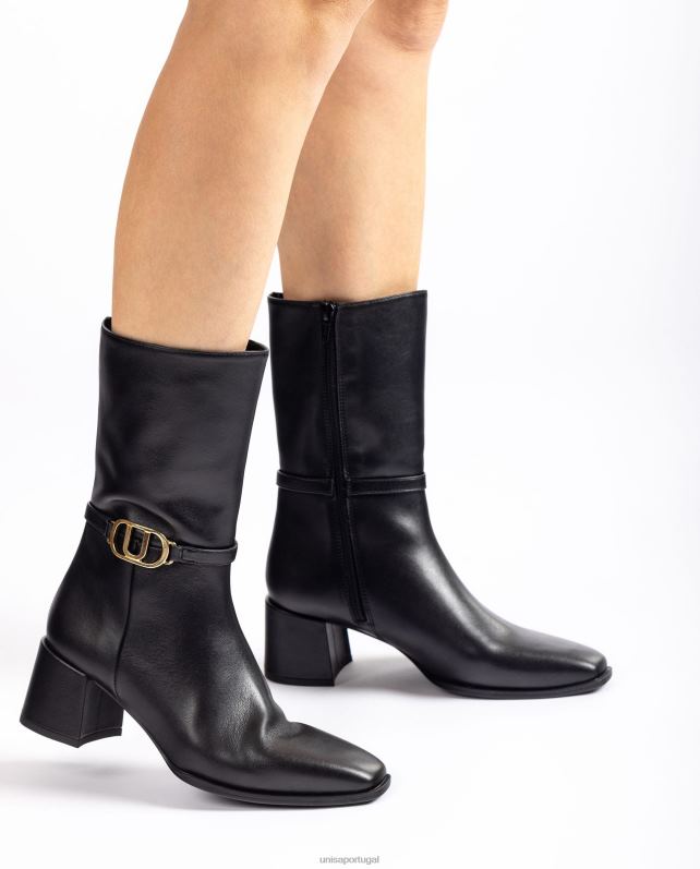 Unisa bota de couro bico quadrado mulheres 6V2Z6986 moda