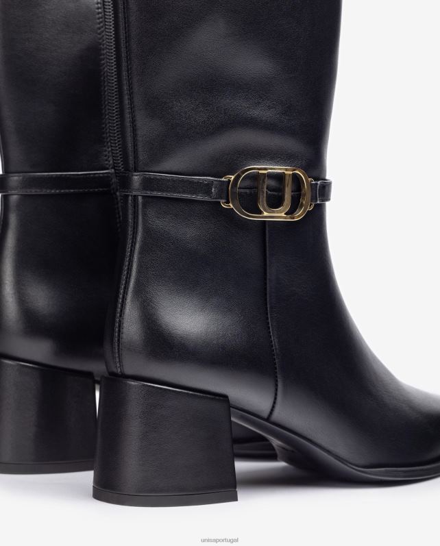 Unisa bota de couro bico quadrado mulheres 6V2Z6986 moda