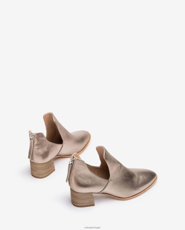 Unisa bota de couro com efeito metalizado mulheres 6V2Z6852 bronze