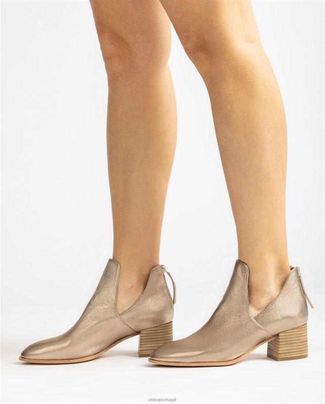 Unisa bota de couro com efeito metalizado mulheres 6V2Z6852 bronze