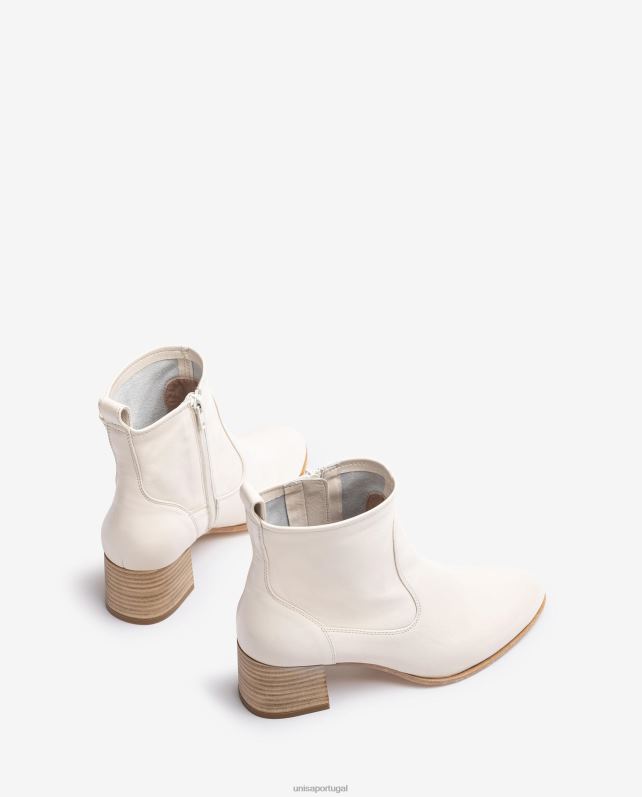 Unisa bota de couro com salto mulheres 6V2Z6846 branco