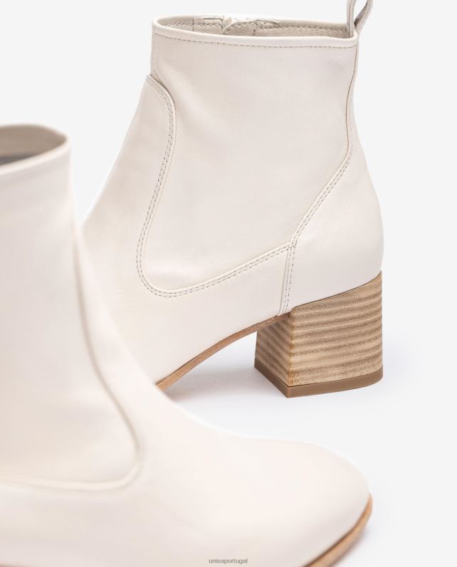 Unisa bota de couro com salto mulheres 6V2Z6846 branco