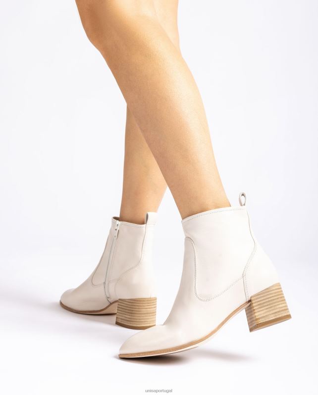 Unisa bota de couro com salto mulheres 6V2Z6846 branco