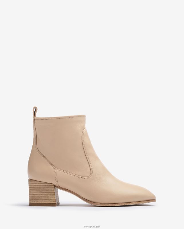 Unisa bota de couro com salto mulheres 6V2Z6847 bege