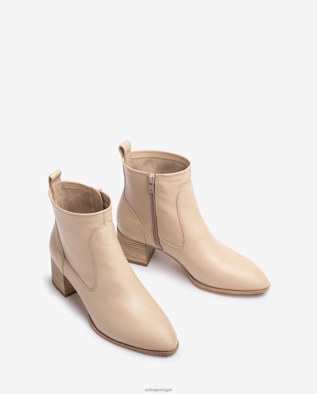 Unisa bota de couro com salto mulheres 6V2Z6847 bege