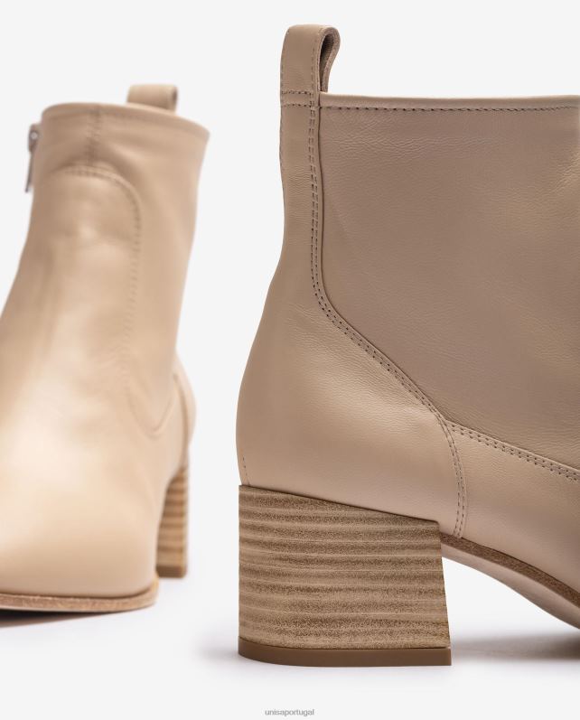 Unisa bota de couro com salto mulheres 6V2Z6847 bege