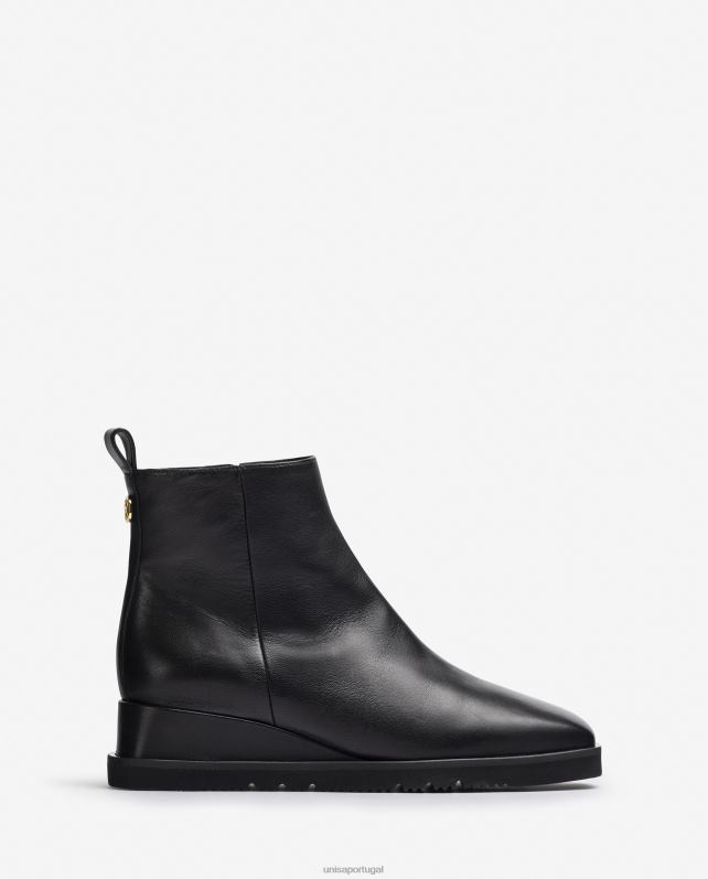 Unisa bota de couro com salto mulheres 6V2Z6911 preto