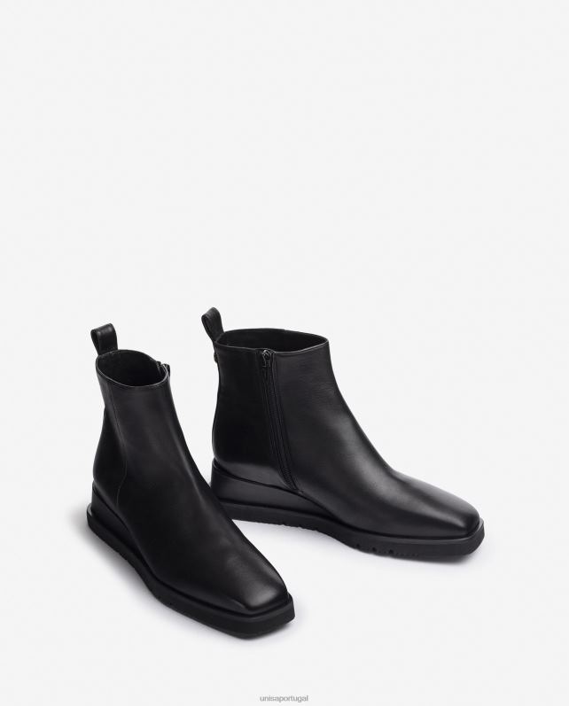 Unisa bota de couro com salto mulheres 6V2Z6911 preto