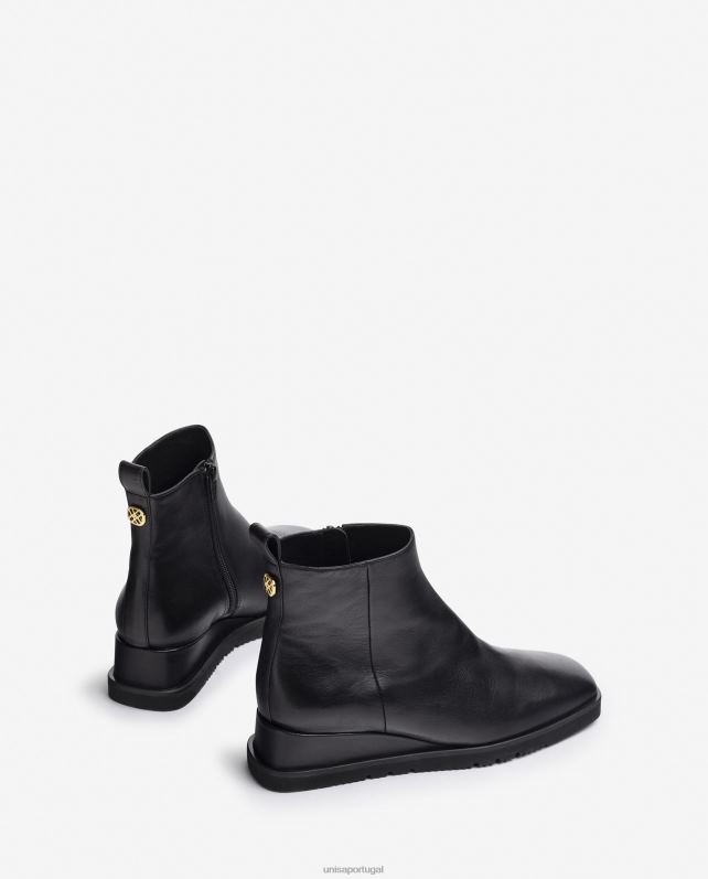 Unisa bota de couro com salto mulheres 6V2Z6911 preto