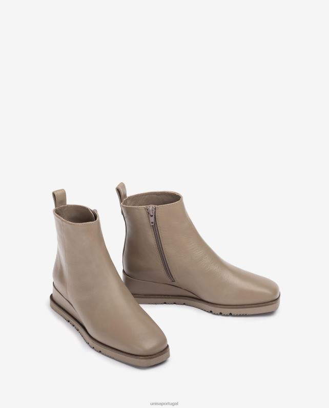 Unisa bota de couro com salto mulheres 6V2Z6912 marrom