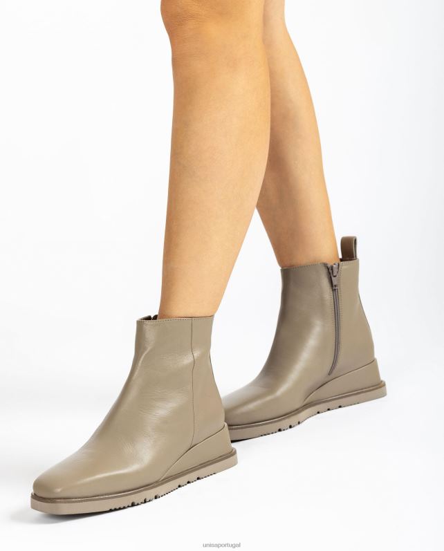 Unisa bota de couro com salto mulheres 6V2Z6912 marrom