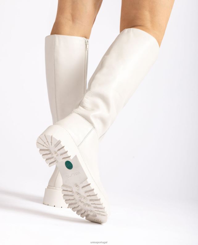 Unisa bota de couro com solado de trilha mulheres 6V2Z61049 branco