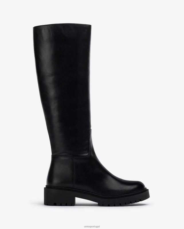 Unisa bota de couro com solado de trilha mulheres 6V2Z61051 preto